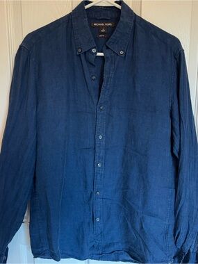Michael Kors Men's Dark Navy Slim-Fit Button Shirt